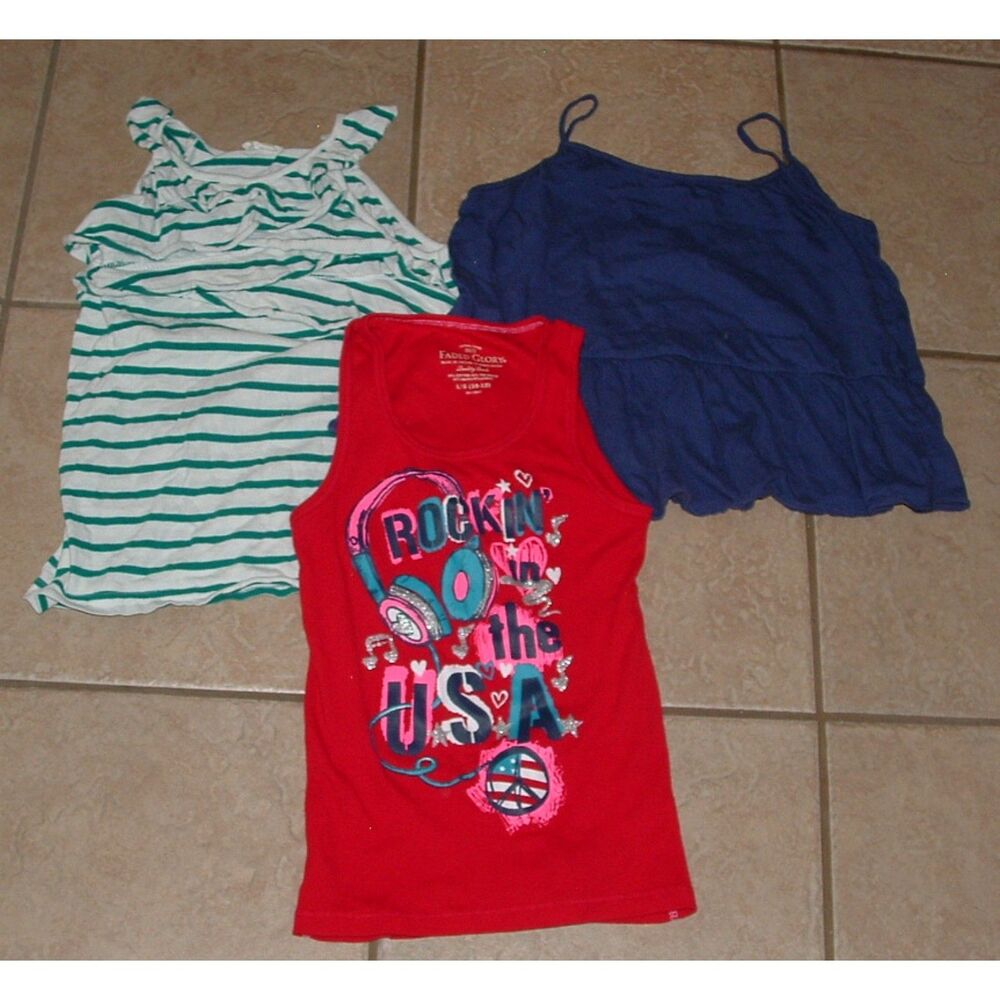 Girls Sz Large (10-12) Casual Wear 3 Pc Tank Top Assorted Lot OLD NAVY CRAZY 8